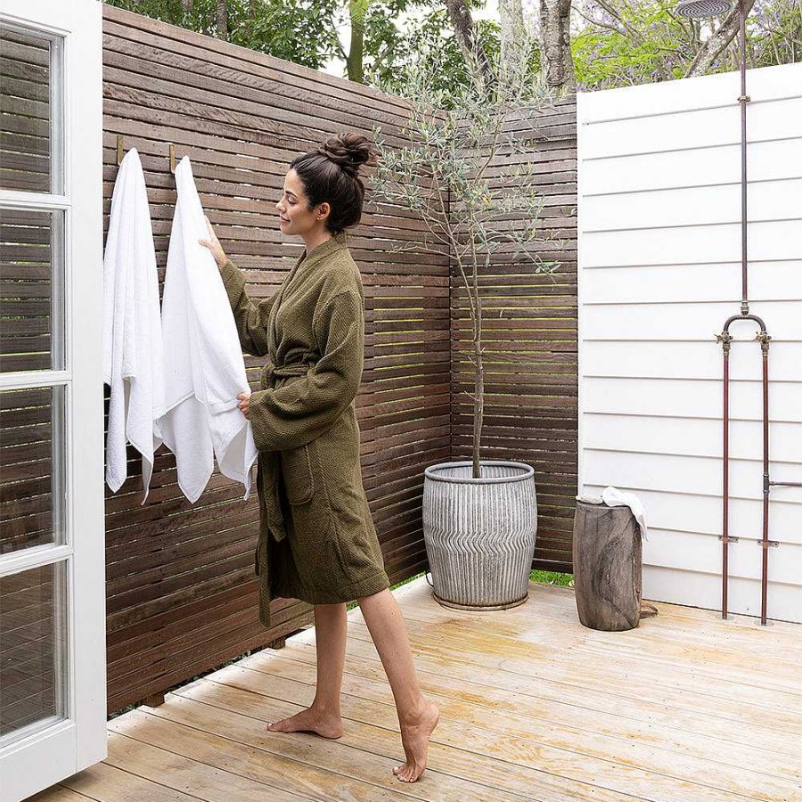 Bathroom Bambury | Angove Cotton Robe - Olive